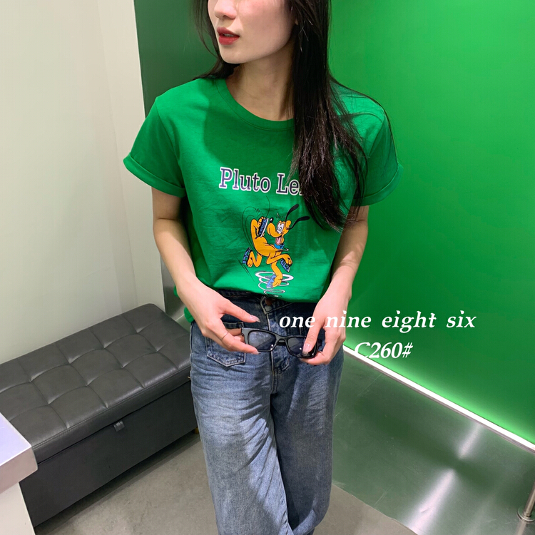 New year in early spring! [1986] Korean fashion Dog Print short sleeve T-shirt c260# XYY