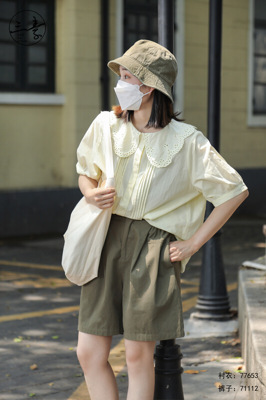 [original of three vegetarian clothes] sweet and simple temperament, thin shirt 77653# XYJ
