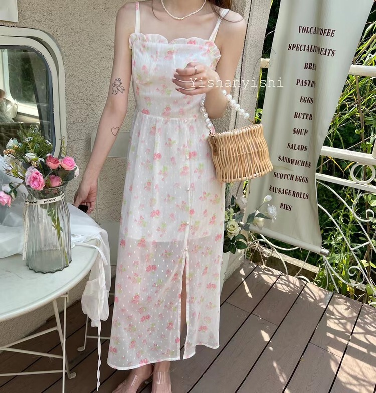 [clothing world] suspender floral lady dress 920# hjy