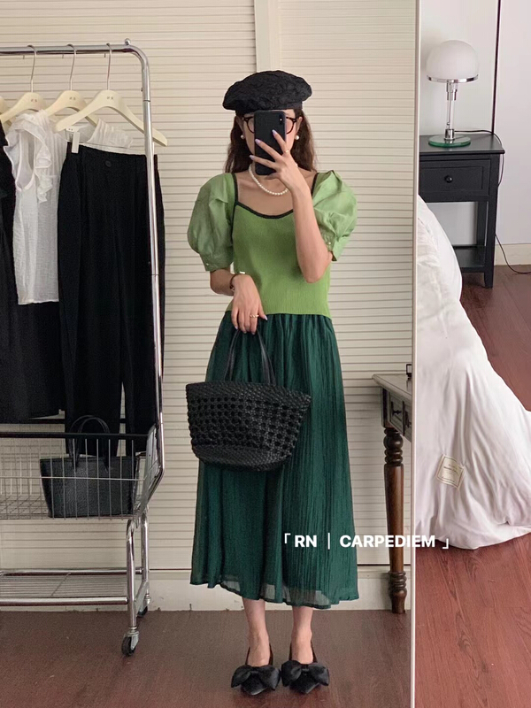 [R n] Korean version simple solid color versatile high waist slim skirt (only selling skirt) 81023# ll