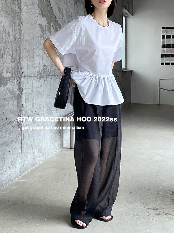 goods in stock! [gracetina Hoo] design sense high waist loose casual pants k8229# zxl