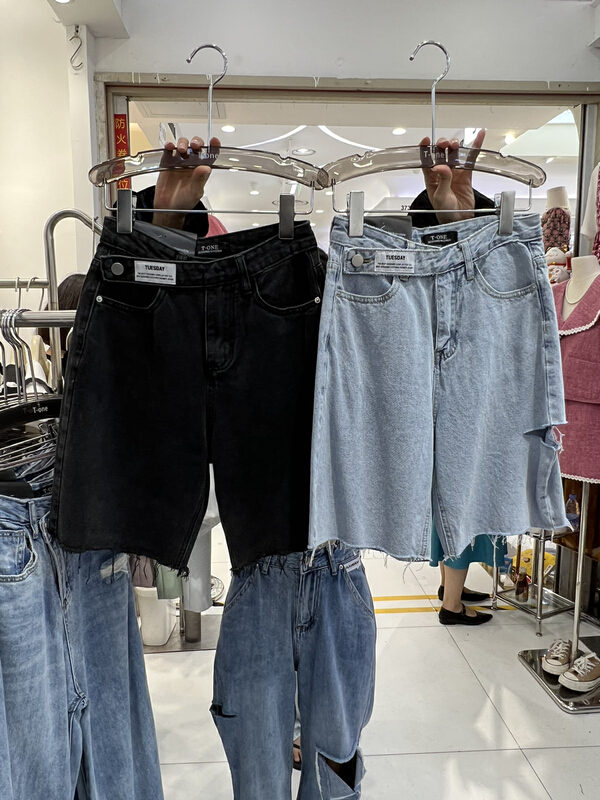 [t one] Korean casual loose five point denim shorts 9066# LSL
