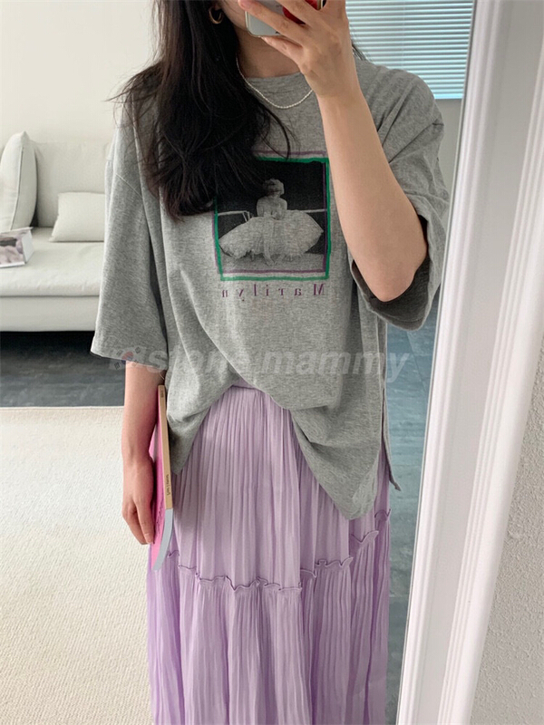 [wgwe] lettered print loose and versatile short sleeve T-shirt 1660# PCZ