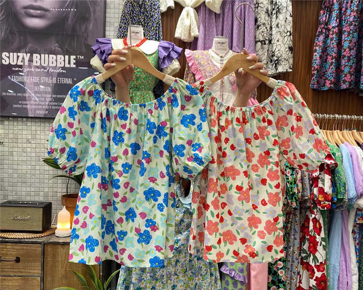[N21] French retro one shoulder floral blouse 011# WPL