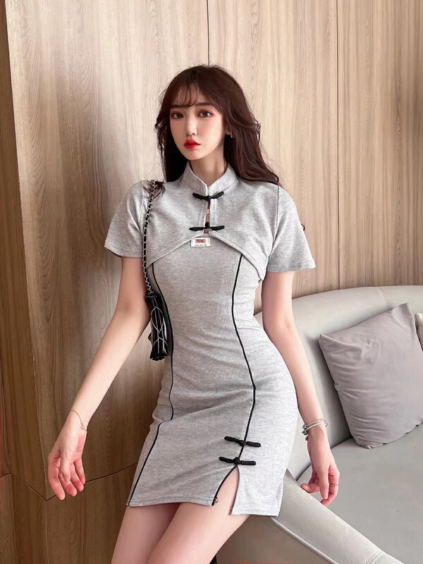 [Fanfan] fashion Korean cheongsam style blouse + suspender Spice Girl Dress Set 5588# JJ