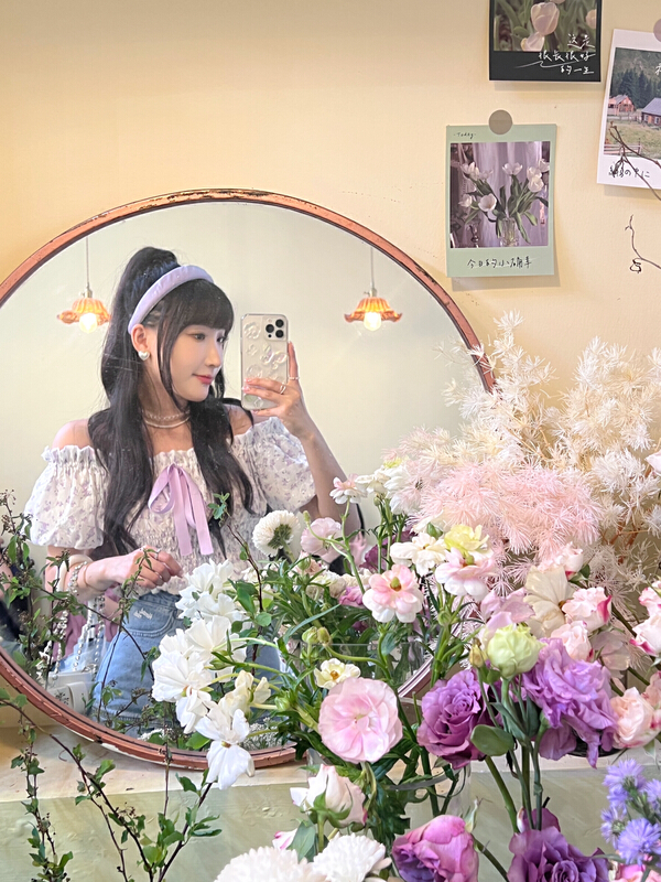 [CXI] bow tie one shoulder floral blouse (non detachable bow) a9107# WPL