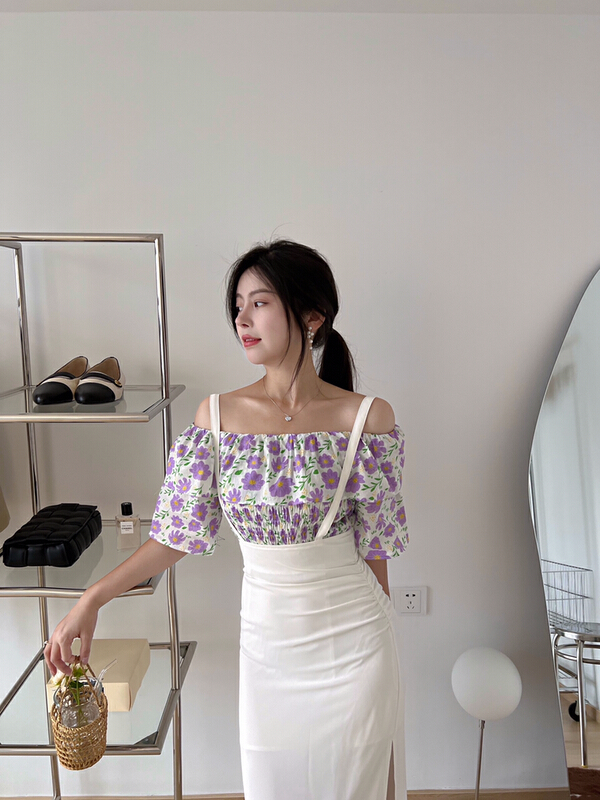 [Cr] French waisted straight neck shirt 6135# PCZ