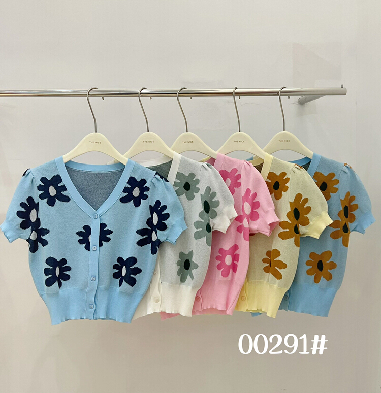 [the nice] Vintage jacquard Flower knitted cardigan 00291# hjy