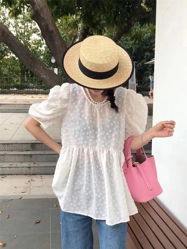 New in early summer! [Korean C family] French Style Bubble Sleeve Chiffon shirt 8562# PCZ
