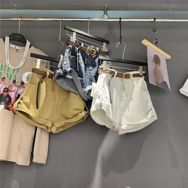 [ajroom] Korean simple and versatile denim shorts (with belt) 2039# zxl