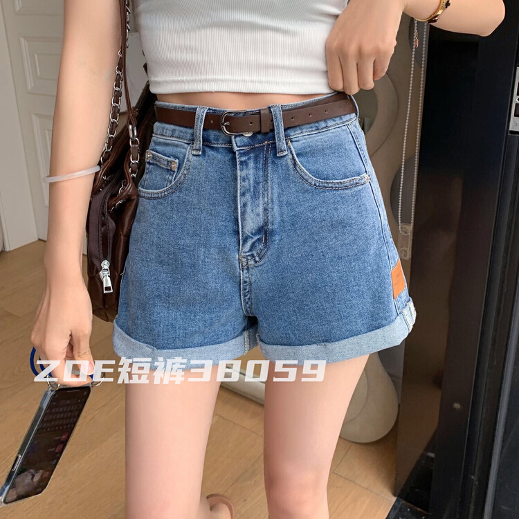 【CHD】韓版休閒百搭牛仔短褲(配腰帶)  38059#  CLS