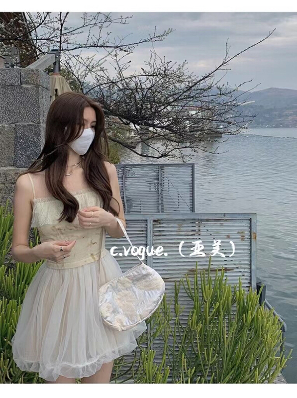 goods in stock! [c.vogue] Korean soft halo dyed mesh lace fairy suspender dress 8837# PCZ