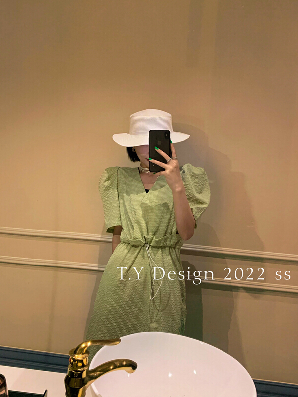 goods in stock! New in early summer! [T.Y tangyuanjia] Korean version with bubble sleeve dress 2028# ozq