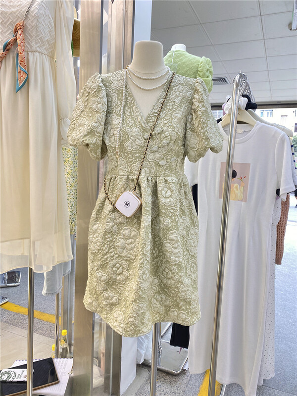 New in early summer! [y.x] retro little women's waist V-neck dress 5276# hjy