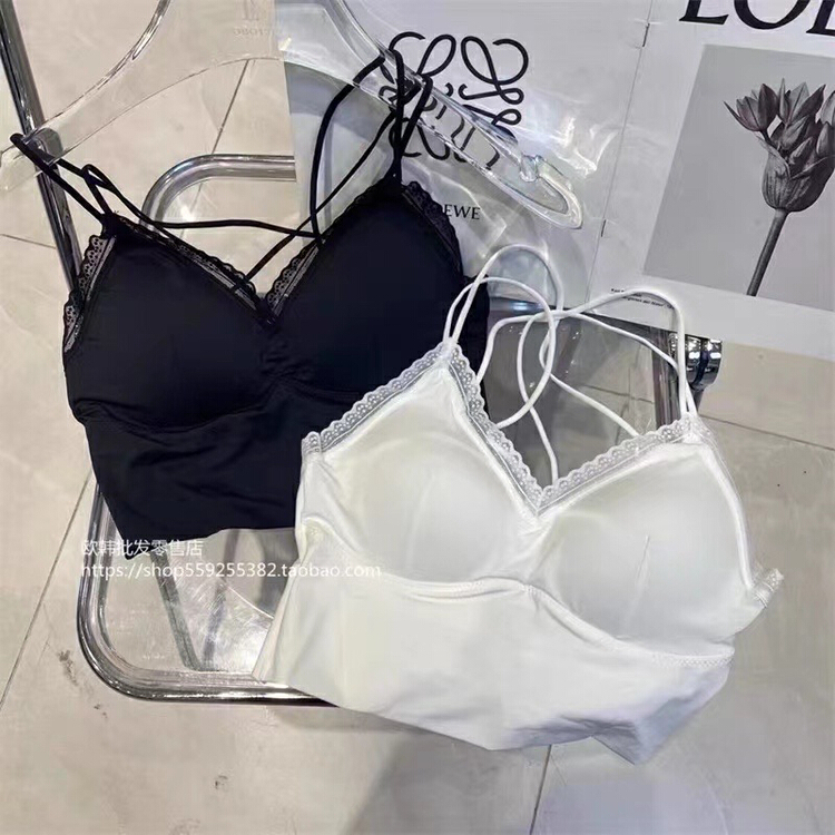 New in early summer! [Yaya] ice silk latex cup ribbon cross ing style beautiful back underwear 2062# CCL