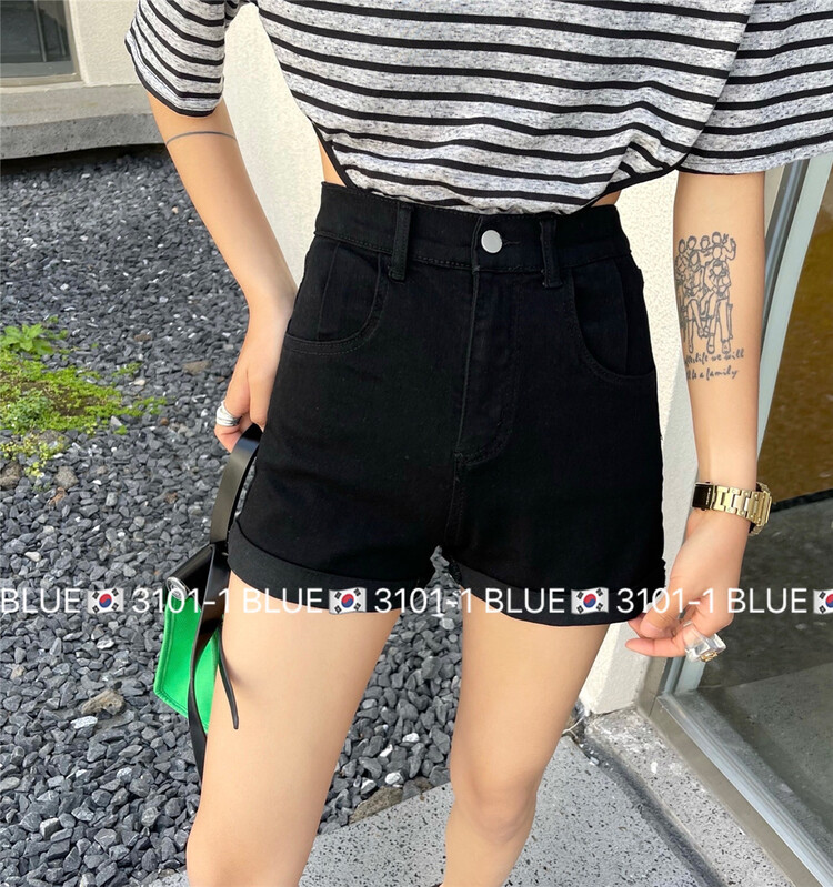 New in early summer! [blue] casual hem comfortable denim shorts 3101# hjy