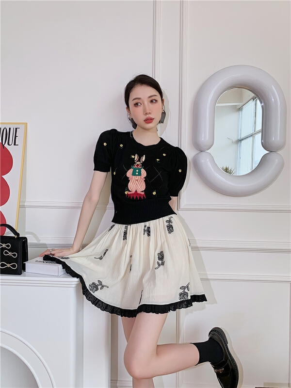 [pan] rabbit animation circus jacquard sweater 00524# PCZ