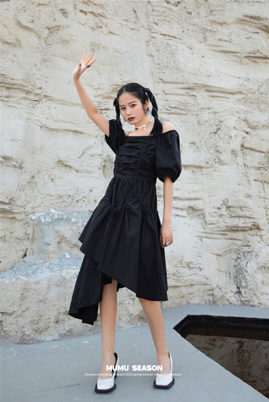 New in early summer! [Mumu sea] slim temperament chain sling dress 6159# zxl