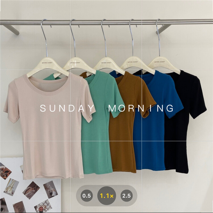 [Sunday morning] simple solid color short sleeve sweater 608# ZSY