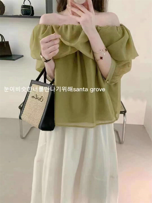 New in early summer! [Susan] flat shouldered Pullover pleated blouse (only selling blouses) 6666# LSW