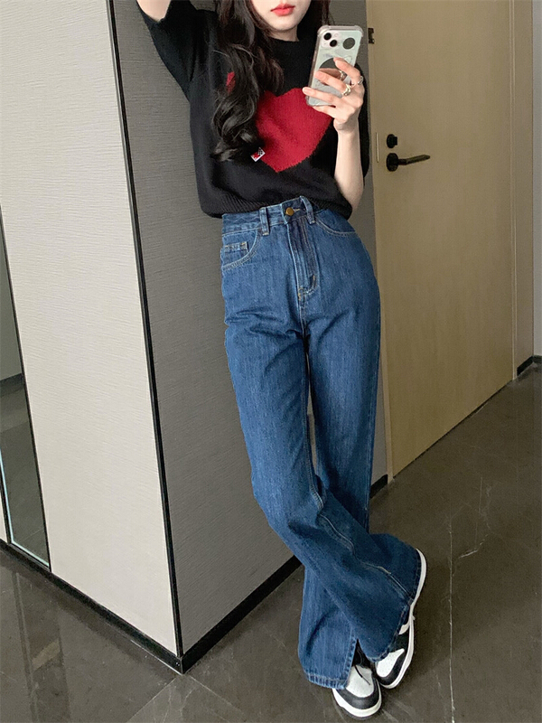 goods in stock! [timely rain] Han Feng ins design, slightly raised waist and thin jeans 67019# WPL