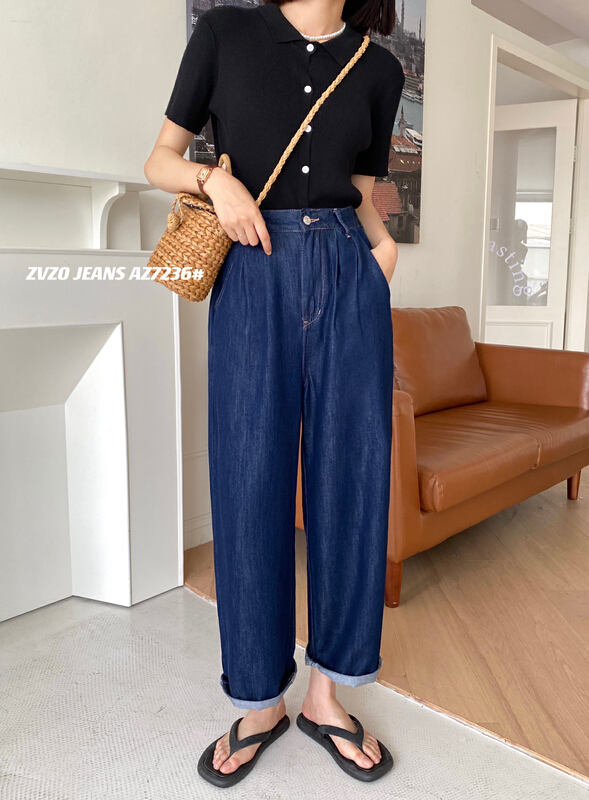 [zvzo] Korean versatile dad wide leg jeans az7236# CLS