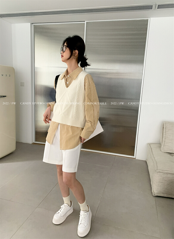 New year in early spring! [candy] Korean version of versatile striped shirt (sold separately) b3056# ZSY