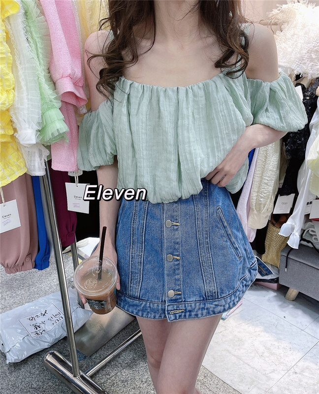 New in early summer! [eleven] little woman temperament off shoulder chiffon blouse 2510# PCZ