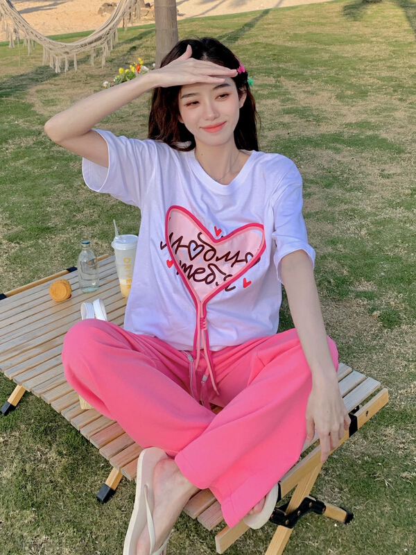 goods in stock! New in early summer! [Feimao Philippine cat] letter printed fashion short sleeve T-shirt ym-7191# LSL