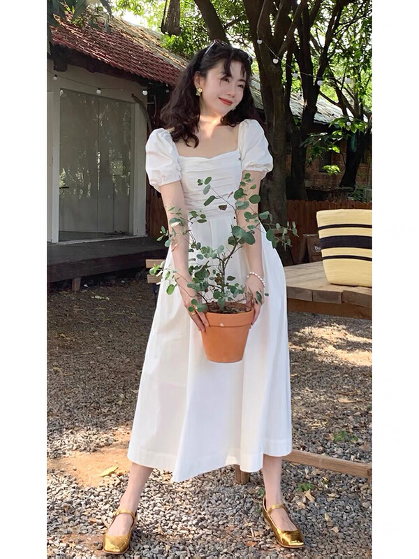 [L.L studio] French gentle square neck dress 77147# PCZ