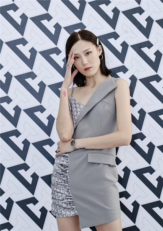 [AC] stitched suit, pleated waist, slim dress 6841# JJ