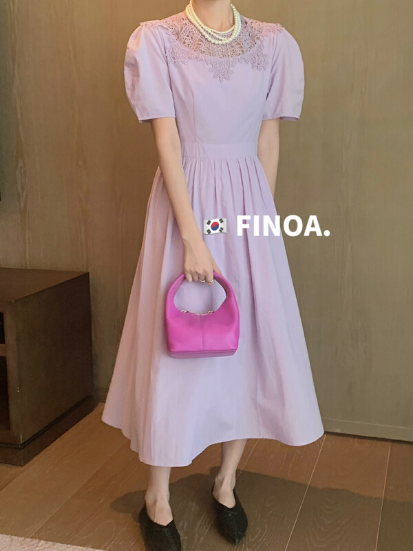 goods in stock! New in early summer! [finoa] Korean casual hollow out Crochet Dress 1077# CLS