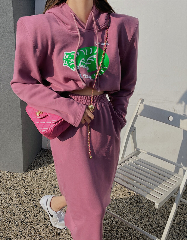 goods in stock! New year in early spring! [x2] hooded cartoon printed sweater + skirt suit ys2-6620# LSL