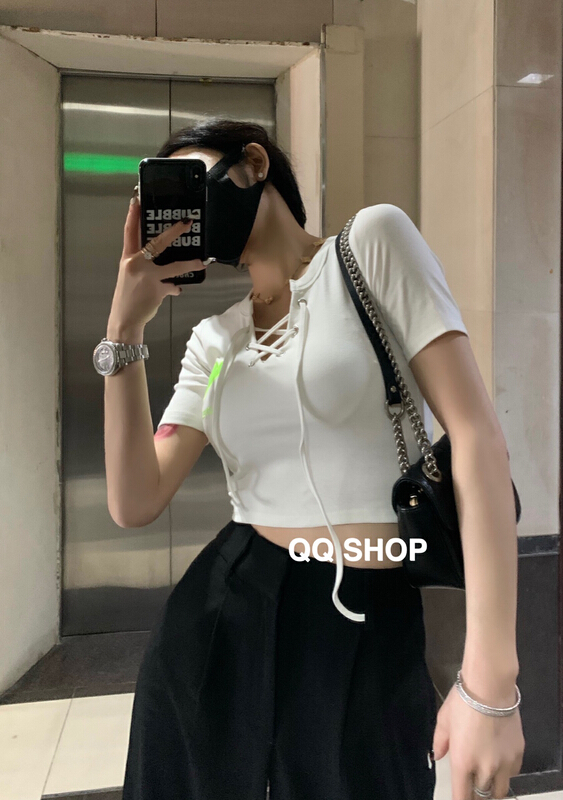 [QQ shop] European and American fashion slim fitting short sleeve T-shirt 5855# ozq