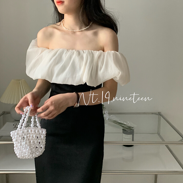 New in early summer! [19. Nineteen] retro French one shoulder bud dress 3101# ll