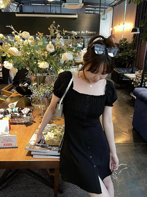 goods in stock! New in early summer! [are studio] design sense square neck off shoulder dress 81012# WPL
