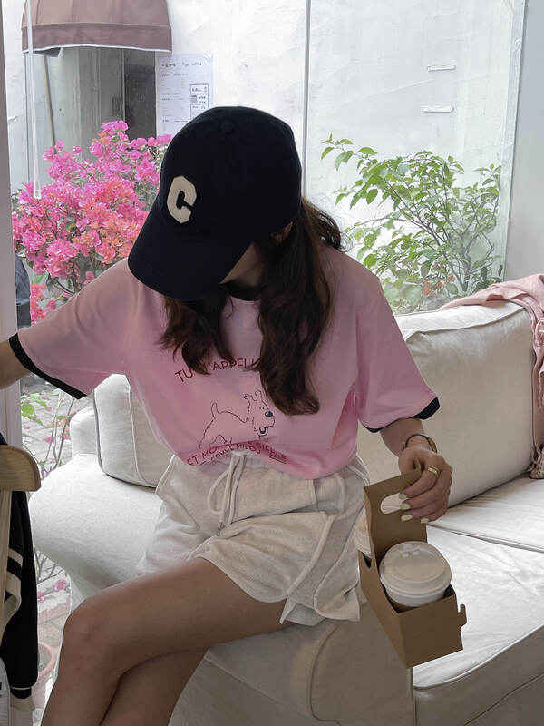New in early summer! [ever true] puppy print versatile short sleeve T-shirt 31390# CLS