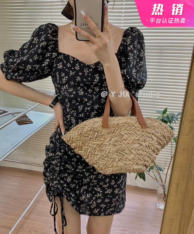[y.jia Yijia] main promotion! Gentle and simple drawstring waist closing dress ys1-1069# PCZ