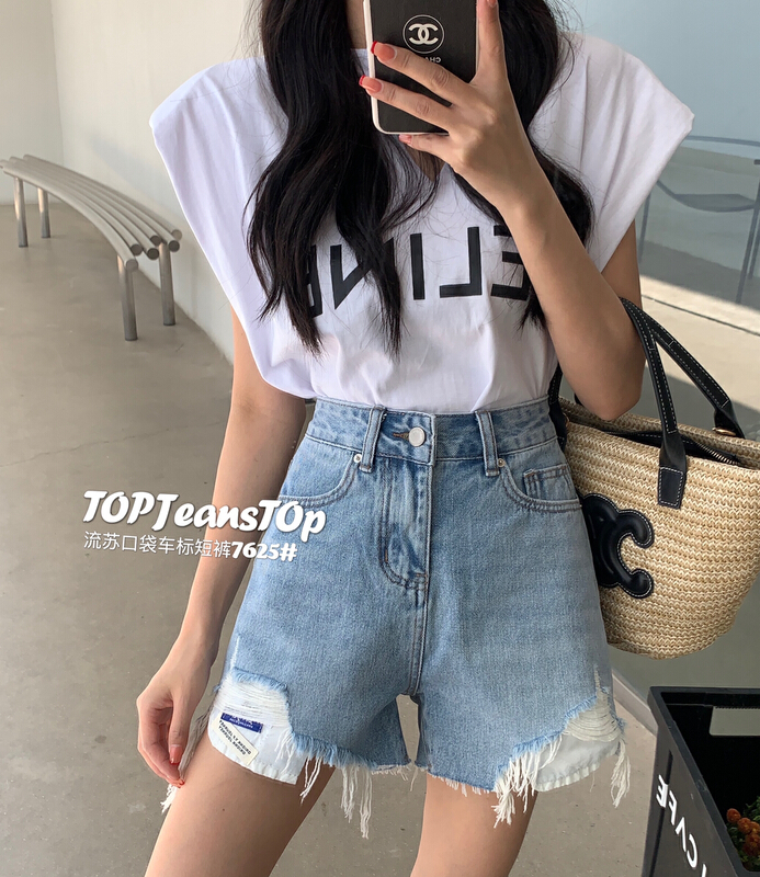 New in early summer! [top] Korean fashion small label denim shorts 7625# XJ