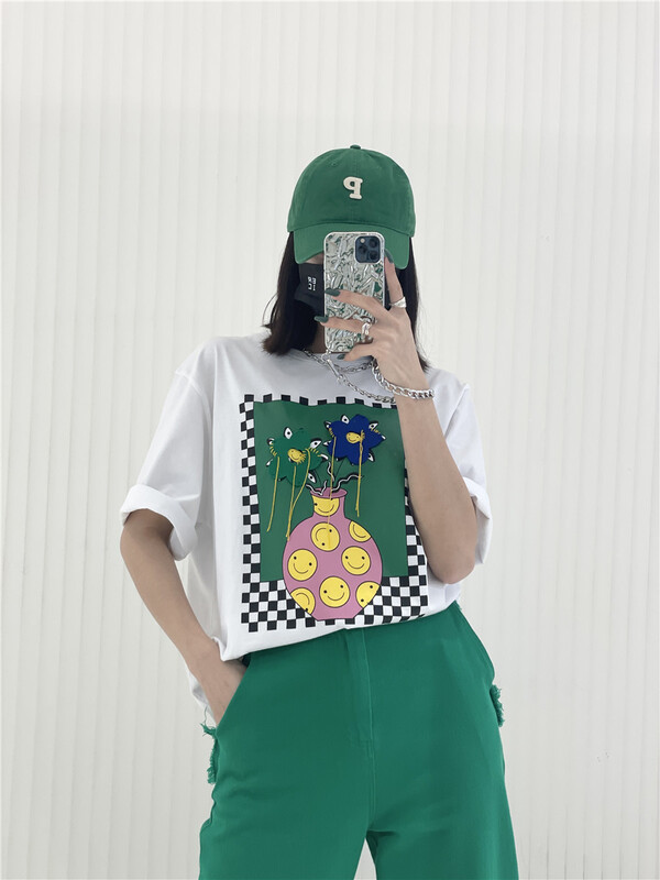 [Eric] cartoon printed loose short sleeve T-shirt (T-shirt only) 0003# ozq