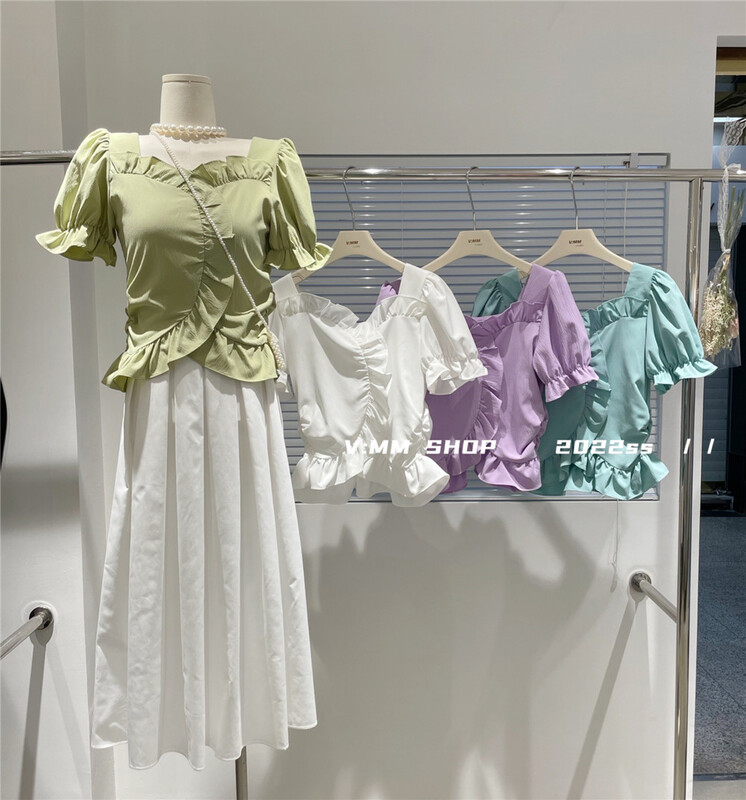 New in early summer! [V: mm] sweet peach neck and versatile wooden ear shirt (only selling small shirts) 3078# CLS