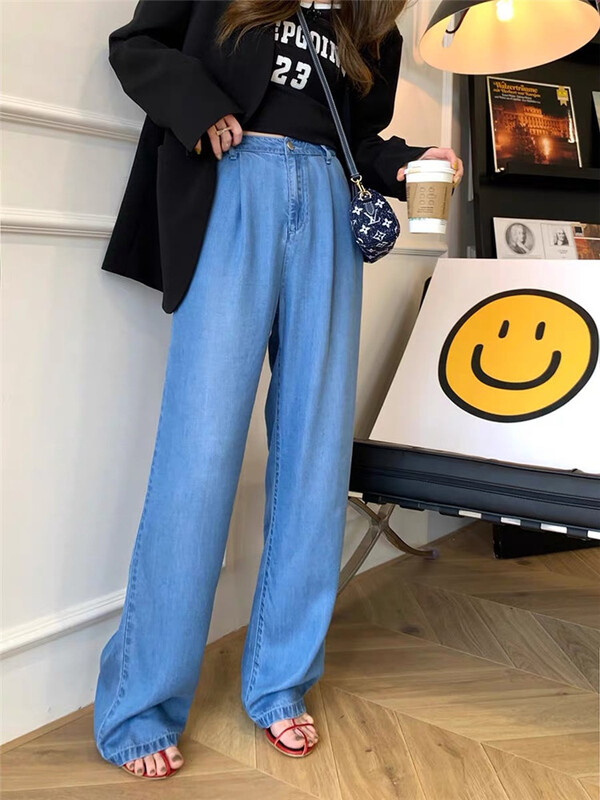 [MS studio] Korean version of high waist thin wide leg jeans 09580# PCZ