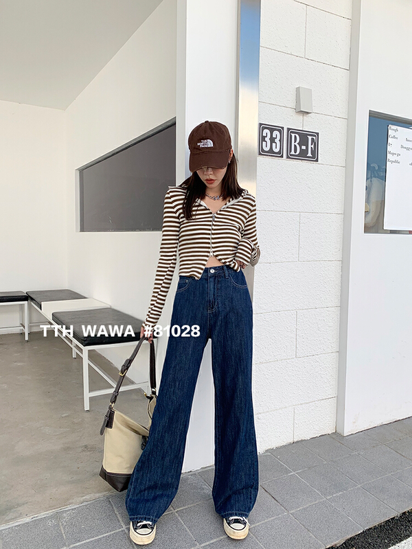 New year in early spring! [Wawa] Korean versatile wide leg jeans 81028# XYJ