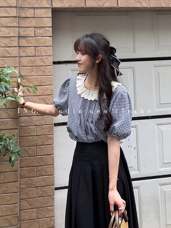 【ING】復古甜美蕾絲花邊小衫  ING-7740#  HBX