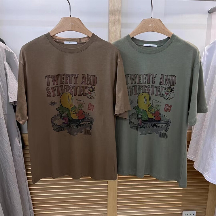 [xhm] Vintage cartoon duck round neck short sleeve T-shirt ys1-868# zjy