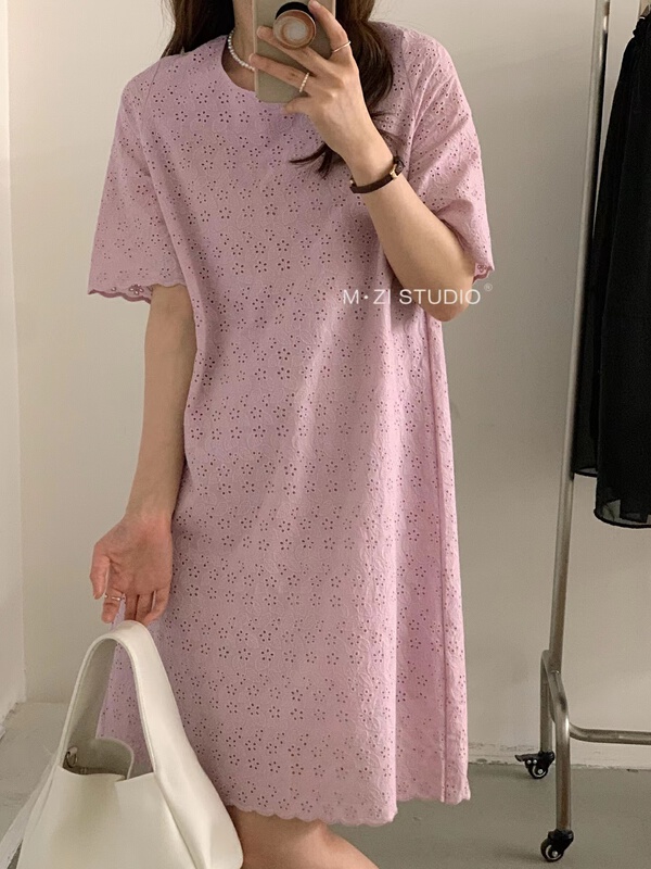 [m.zi studio] fashionable and elegant hollow out embroidered dress 6957\hbx