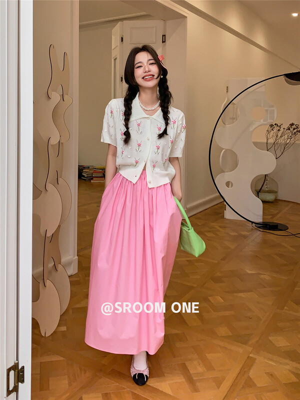 New in early summer! [s.room] high waist simple age reducing versatile skirt 8900# LSL