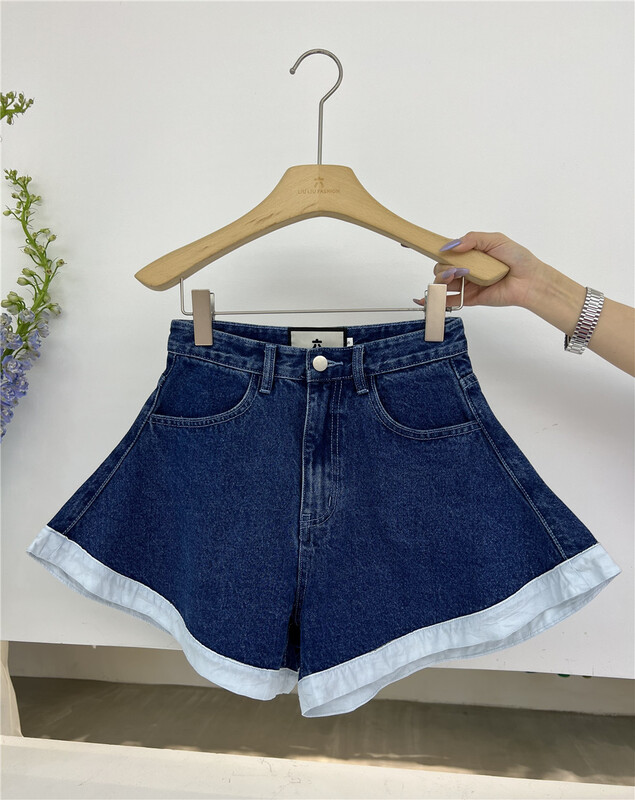 New in early summer! [VI. Liu Liu] high waist retro versatile loose denim shorts 60269c# zxx