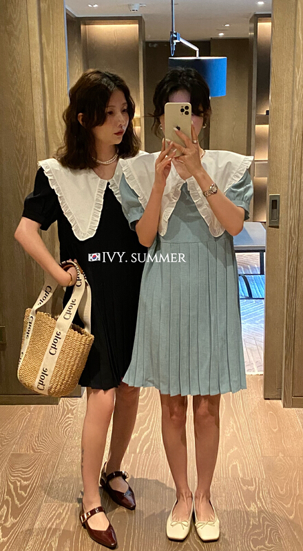[Ivy] Korean fashion large lapel age reducing dress 88195# XJ