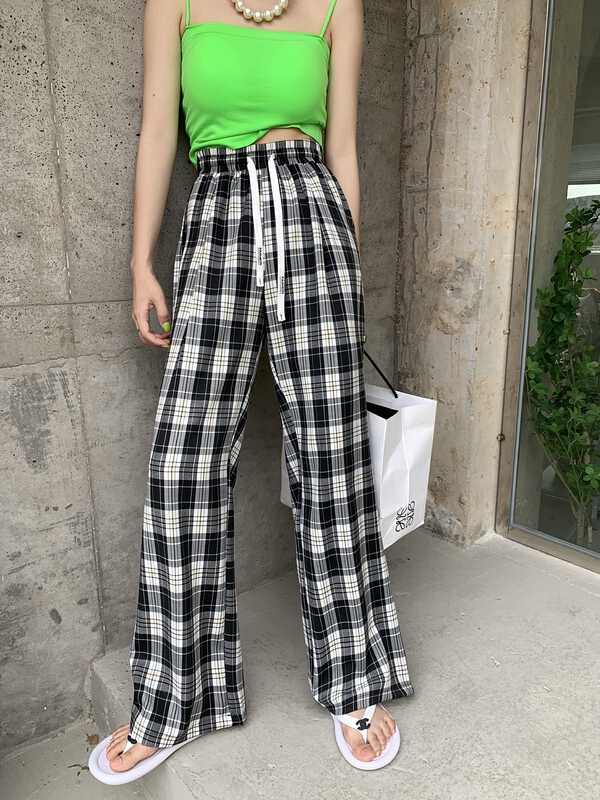 New in early summer! [our] Korean fashion versatile Plaid casual pants 9039# LSW